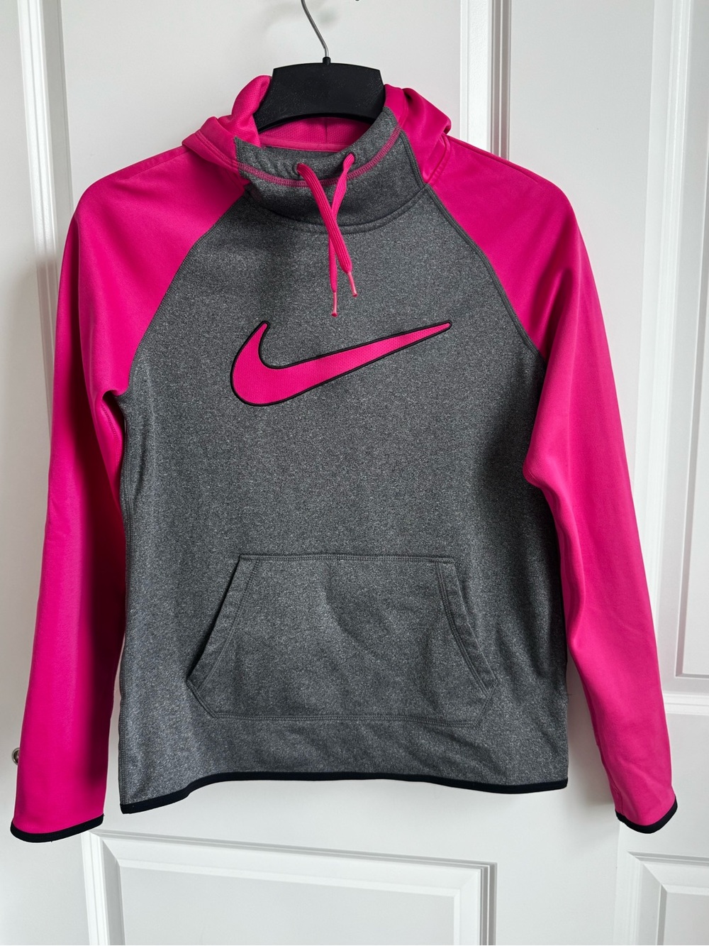 Nike Gray and Hot Pink Cowl Pullover Sweatshirt